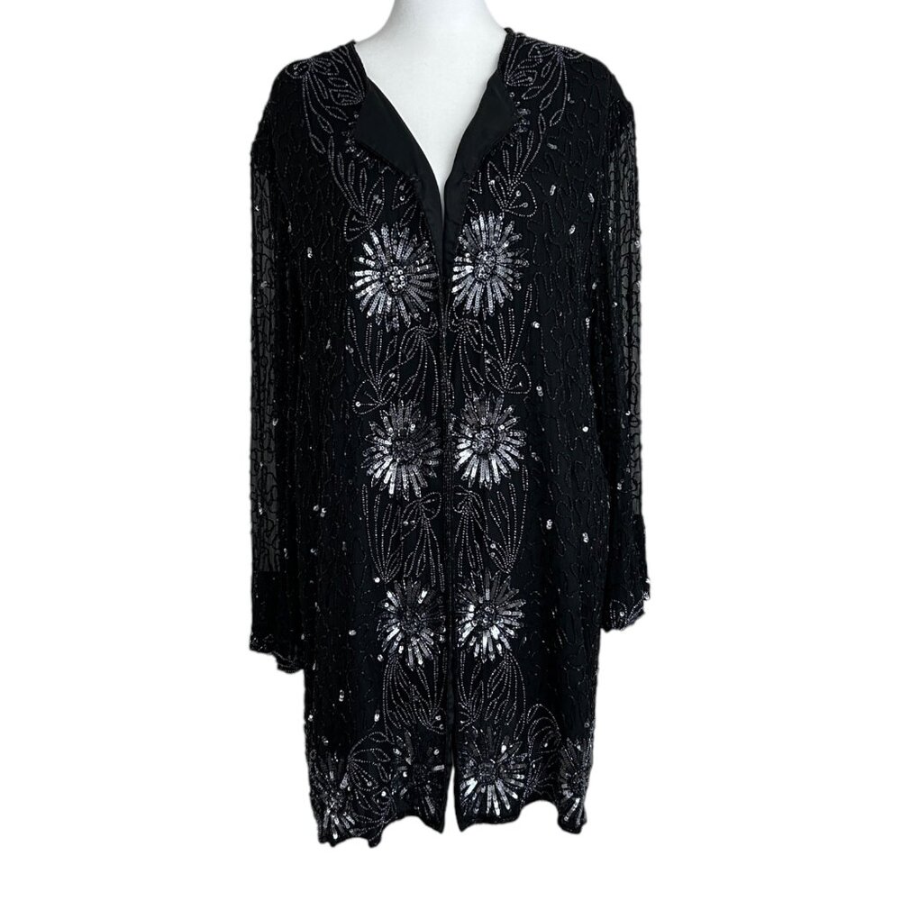 Brilliante by J.A. Silk Sequin Beaded‎ Cardigan Jacket (1X)